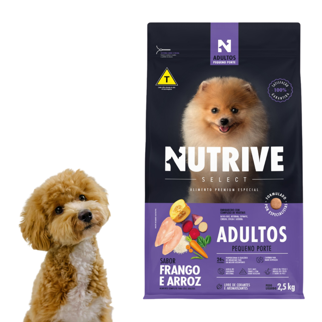 Ração Nutrive Select 2,5kg Para Cães Adultos Pequeno Porte Alimento Premium Sabor Frango e Arroz
