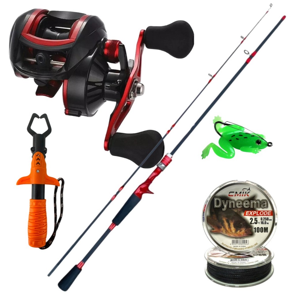 Kit Pesca 10 Kg Carretilha 19 Rolamentos + Vara Carbono+ Alicate- Linha- Isca