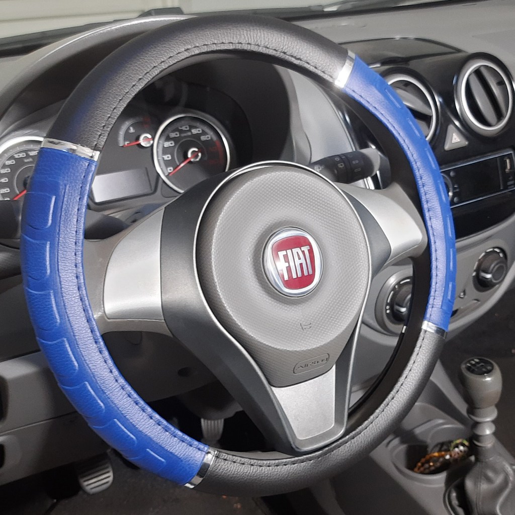 Capa Protetor de Volante para Carros Universal 38 cm com Detalhes em Cromo com Relevo Emborrachado