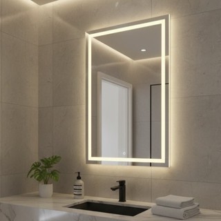 Espelho Grande com Led 3 cores e Touch Jateado Fino 70x50cm Lapidado para Banheiro e Decoração em Oferta na Shopee