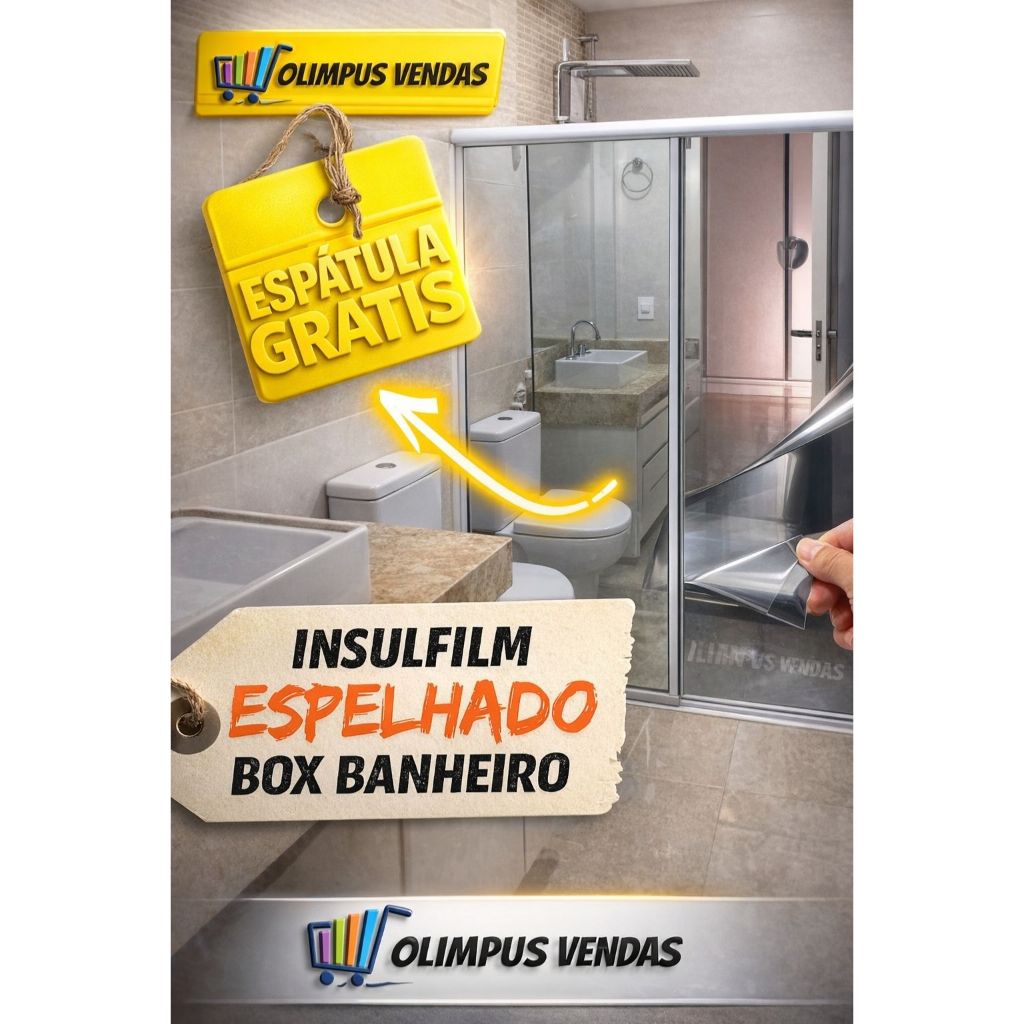 Insulfilm Espelhado Prata 75cm Privacidade Para Vidro Janela Box Banheiro Blindex