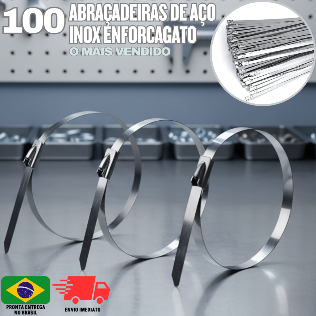 Abraçadeira Aço Inox Enforca Gato Metal 30 cm Kit 100 Unidades em Oferta na Shopee