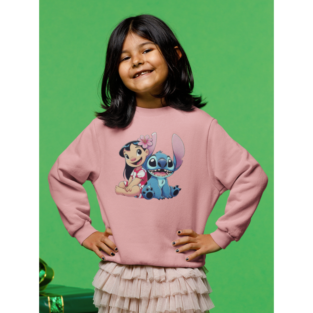 Blusa de Frio Infantil Menina Moletom Infantil Lilo Stitch Roupa de Frio Infatil Menina Rosa