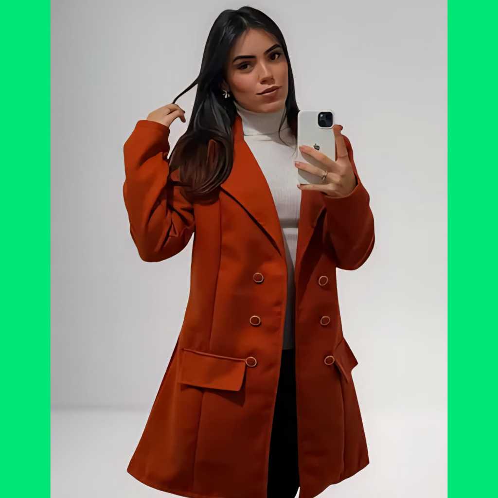 CASACO femenino sobretudo moda de inverno                                                  B004