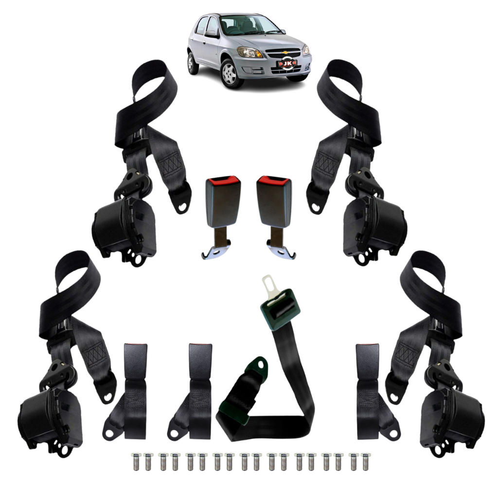 Kit Cinto De Segurança Retrátil 3 Pontos Celta Gm Completo 5 Bancos