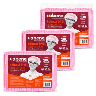 Kit 100 a 300 Toucas Descartáveis TNT Rosa Sanfonadas com Elástico Vabene em Oferta na Shopee
