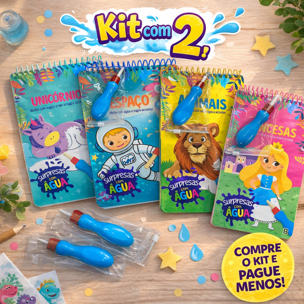 Kit 2 Livros Surpresas com Água Aquabook Todo Livro Divertido e Educativo Ideal para Crianças! em Oferta na Shopee