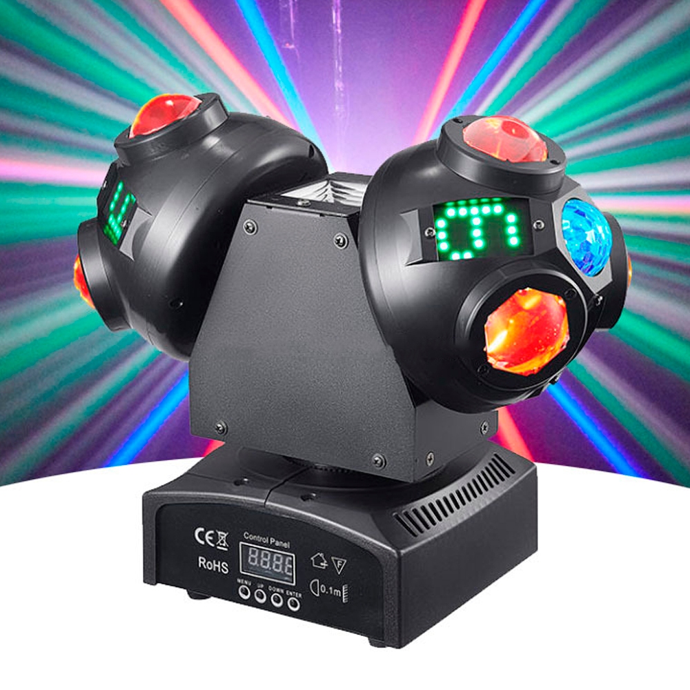 Moving Beam Head Cabeça Dupla Luz LED RGBW Duas Cabeças Bola Maluca Efeitos Profissionais P/ Festas