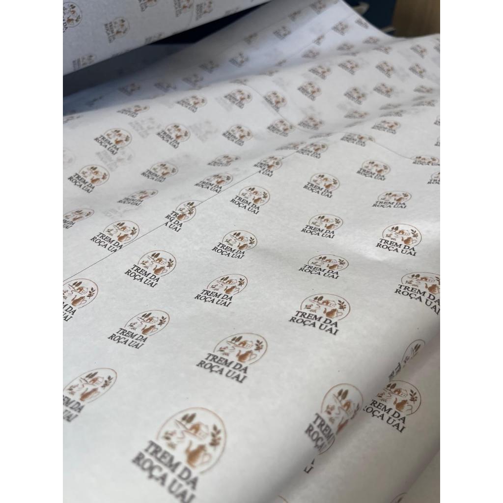 PAPEL ANTI GORDURA OU PAPEL BARREIRA 32G PERSONALIZADO 33x33cm - ideal para alimentos