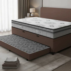 Cama Box Baú com Colchão Espuma D33 Pillow In D'Angelis Ortosleep + Auxiliar Unique Solteiro 88cm