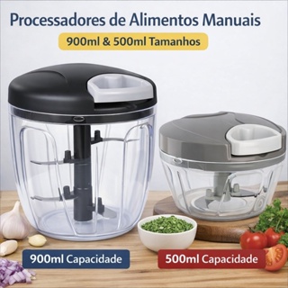 Mini Processador Manual 500ml ou 900ml Picador Triturador de Alimentos 3 ou 5 Lâminas Inoxminas Inox em Oferta na Shopee