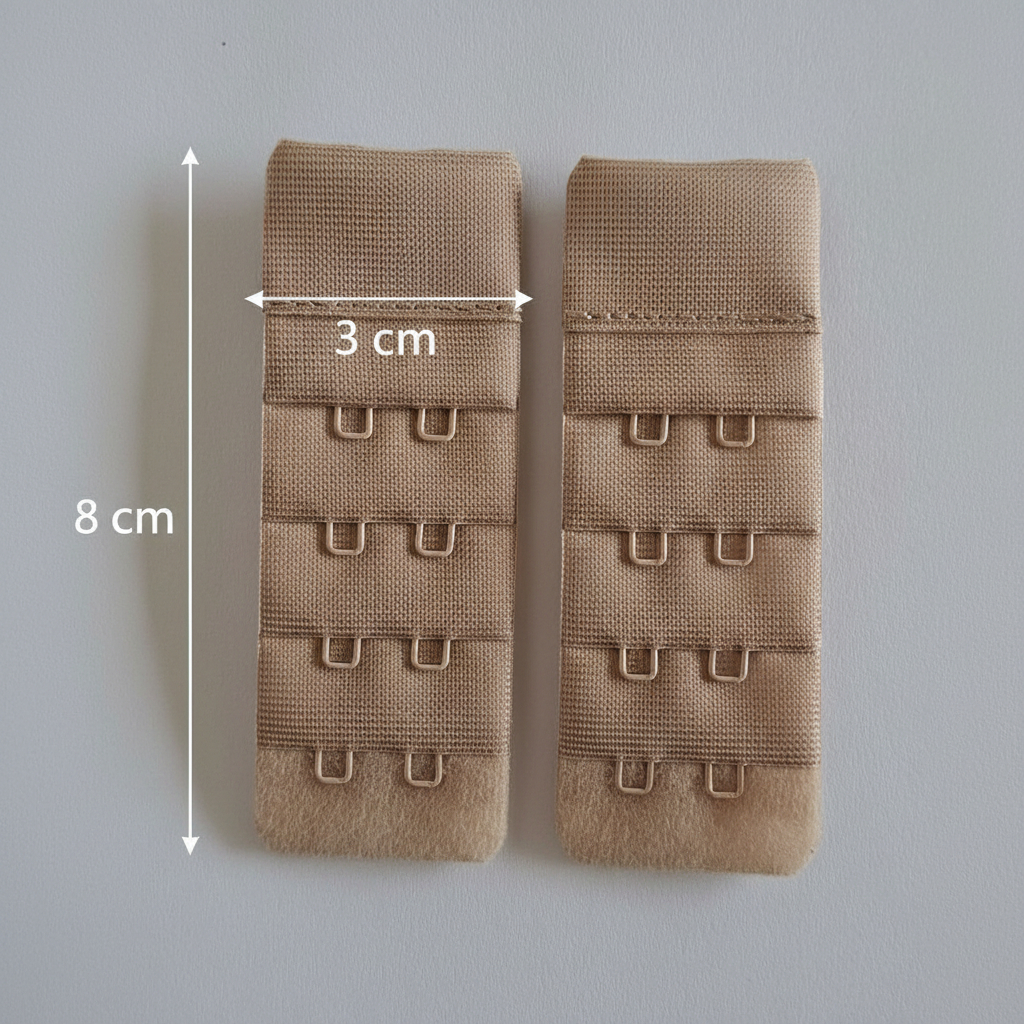 Kit Extensor de Sutiã 2 Ganchos Reforçado 8 cm de Comprimento Preto e Nude Prolongador 2x4