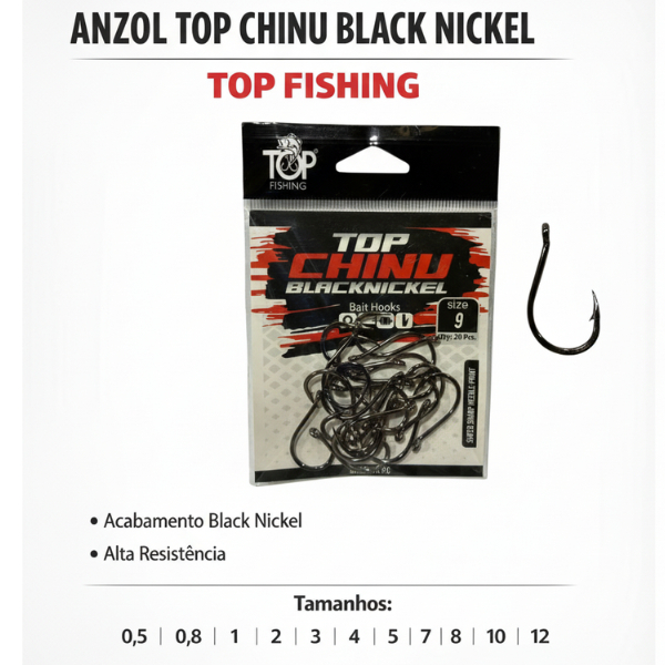 Anzol Chinu Black Nickel Top Fishing Pesqueiro Pacu Piau Tilapia Tamba Tambaqui