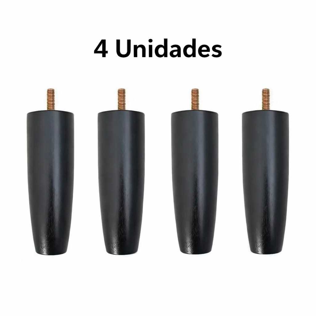 Kit Pés para Móveis Preto Rosca – 4, 5, 6, 8 ou 12 Unidades | Pé para Sofá, Cama, Rack, Armário em Oferta na Shopee