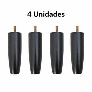 Kit Pés para Móveis Preto Rosca – 4, 5, 6, 8 ou 12 Unidades | Pé para Sofá, Cama, Rack, Armário em Oferta na Shopee