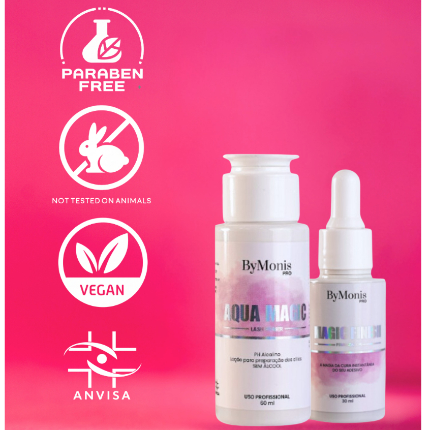 Kit Magic Finish Finalizador 30ml E Aqua Magic Primer 60ml By Monis Extensão Alongamento De Cílios em Oferta na Shopee