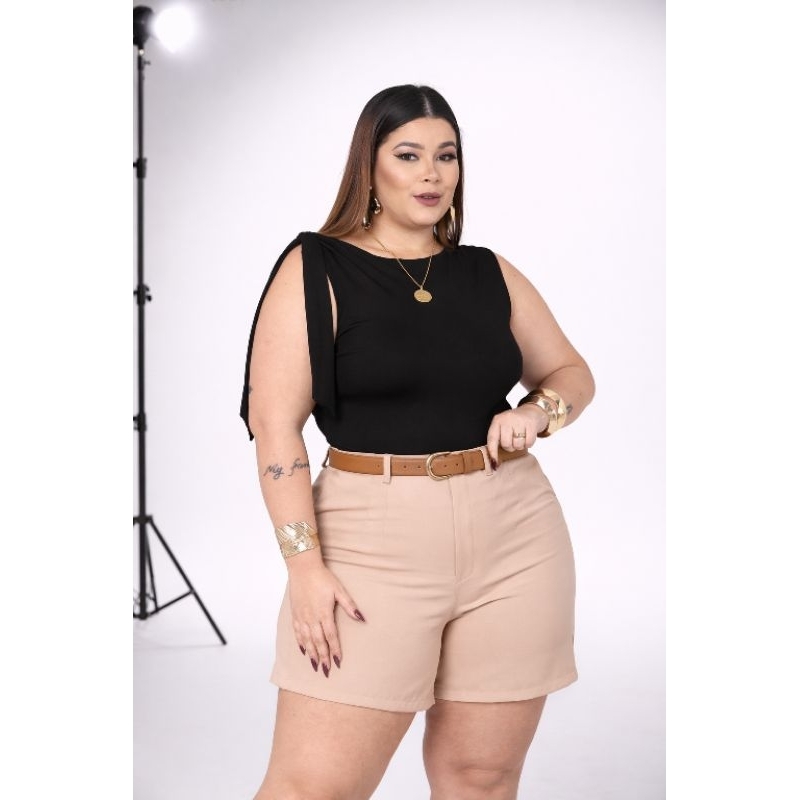 Body Feminino Plus Size G1 Ombro a Ombro com Laço – poliamida