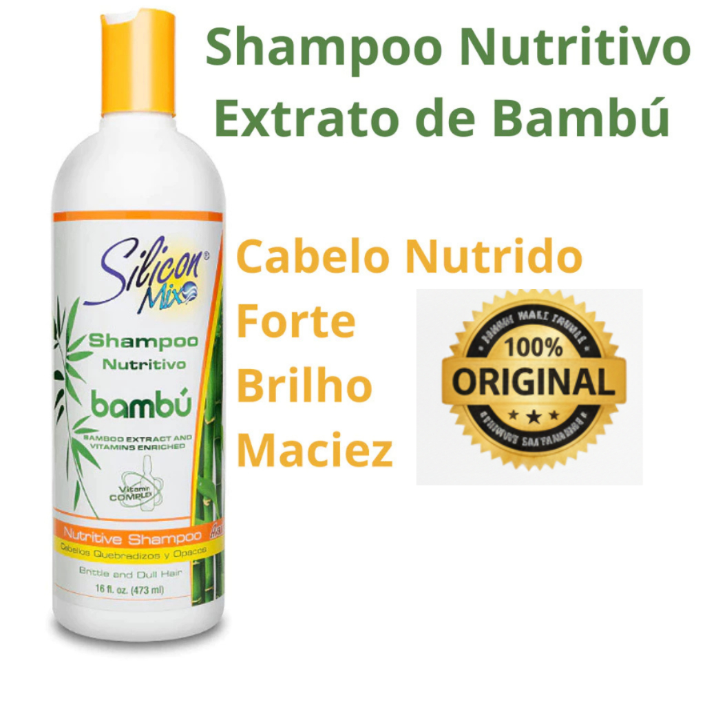 Shampoo Nutritivo Extrato de Bambú Silicon Mix 473ml - Cabelos Nutrido - Forte - Brilho e Maciez