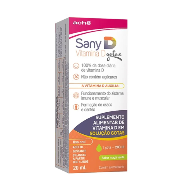 Suplemento Alimentar Aché Sany D 200UI Maçã Verde 20ml Gotas