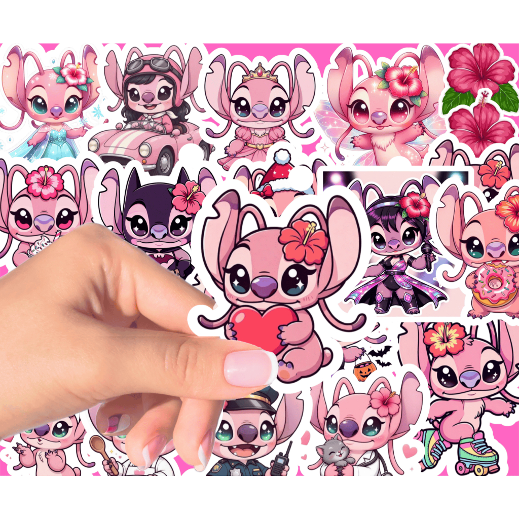 40 Adesivos Angel Stitch Fofo Cute Pack Sticker Lilo Stitch Decorar Caderno Notebook Celular Mochila 4-7cm
