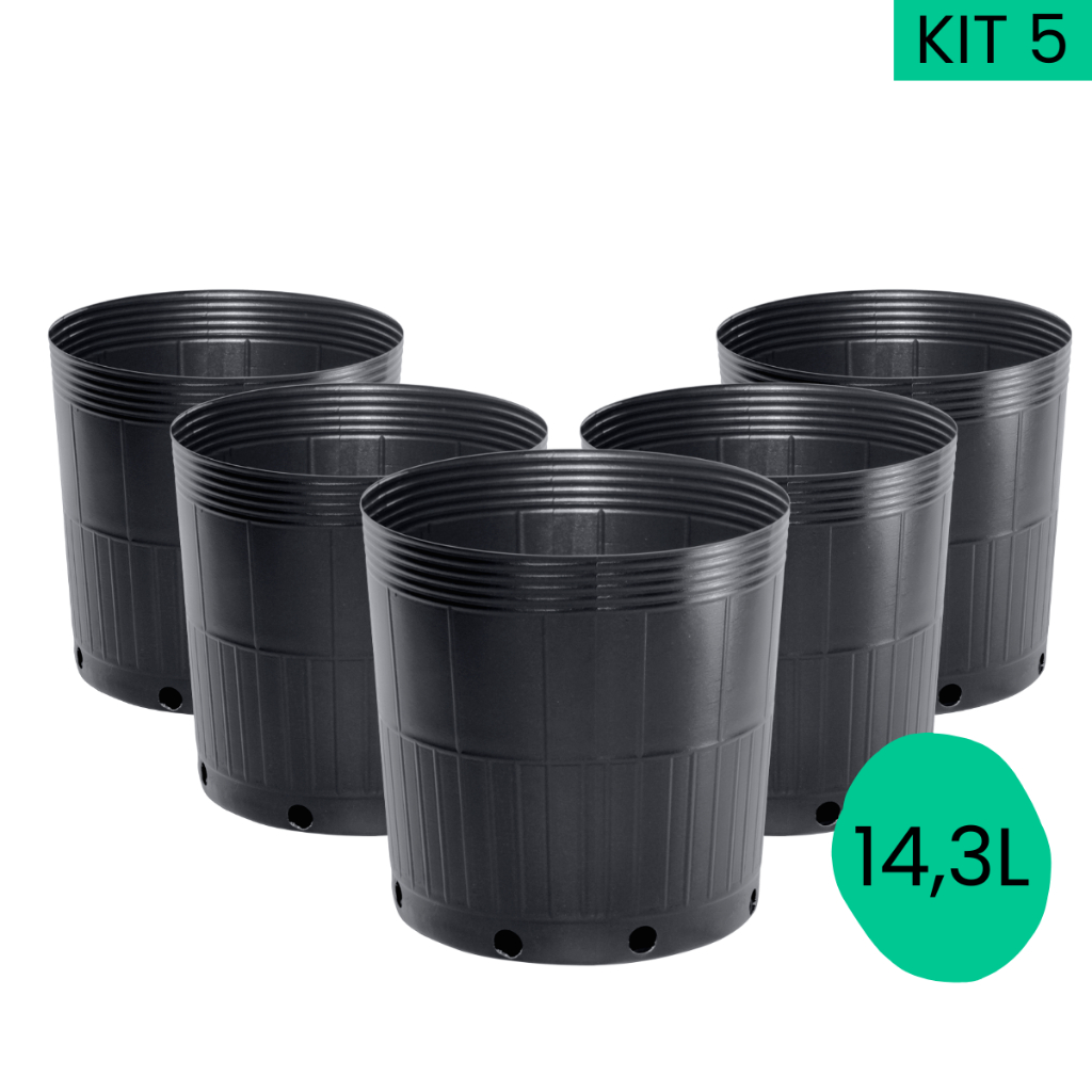 5 Vaso Para Mudas 14,3 L Nutriplan Preto Vaso Plástico Para Plantas Hortaliças Jardim