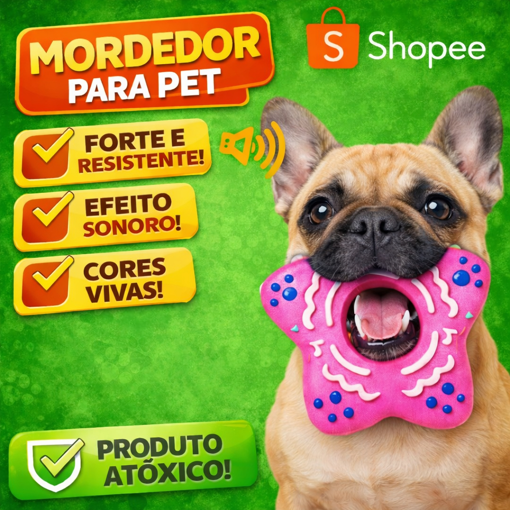 Brinquedo Mordedor para Cães Estrela de Vinil - Colorido e com Som De Apito - Savana Pet - Cachorros