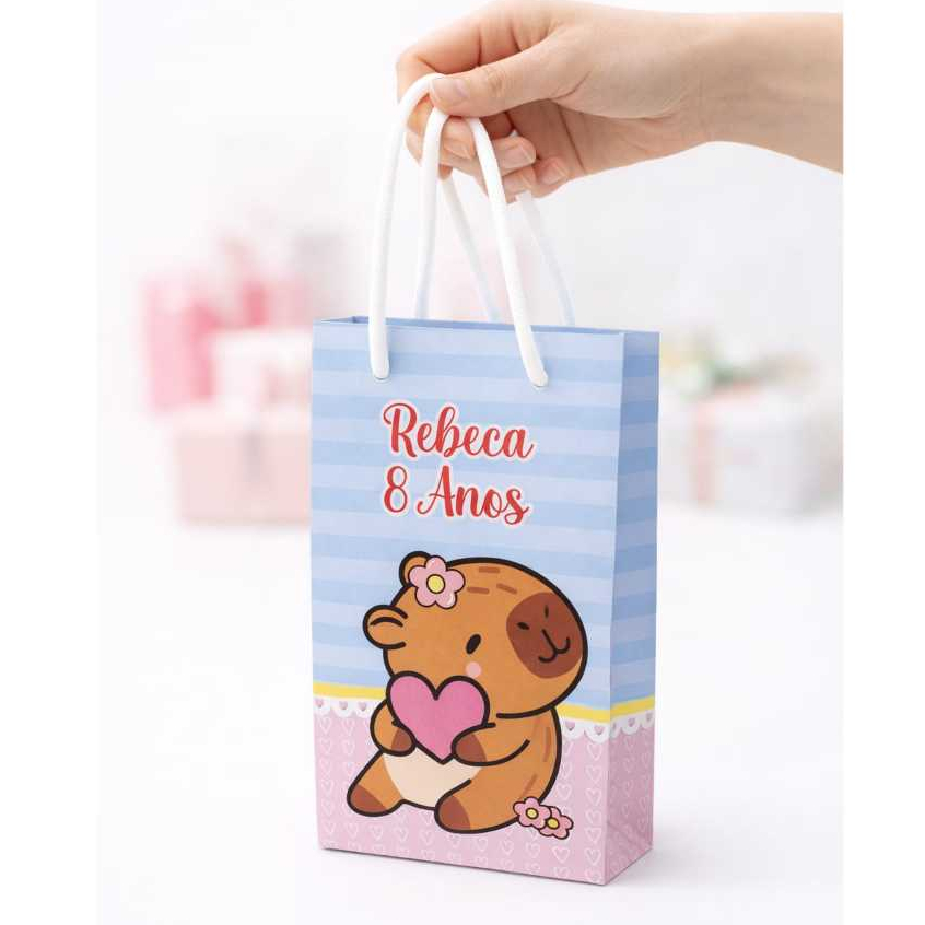Sacolinha  Personalizada Capivara  - Lembrancinha PEGUE E MONTE - Sacolinha Surpresa - Festa Infantil