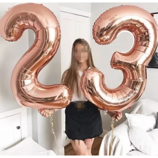 Kit 2 Uni Balões Bexiga Metalizado ROSE Número 75 CM Grande Aniversário Festas Decorações em Oferta na Shopee
