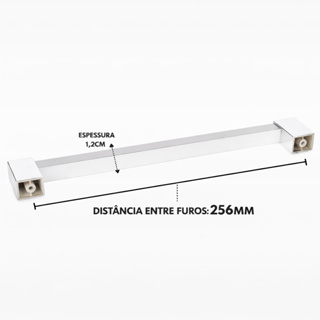 Puxador Alumínio Ponteira Cromada Kit 06 Unidades 256mm Cinza Lisa em Oferta na Shopee