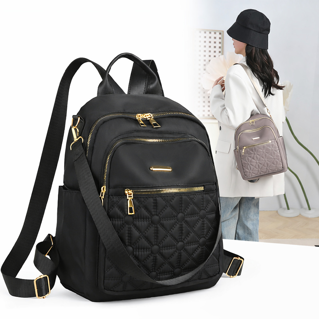 Mochila Feminina Impermeável Casual Bordada Capacidade Média Bolsa Escolar Moda