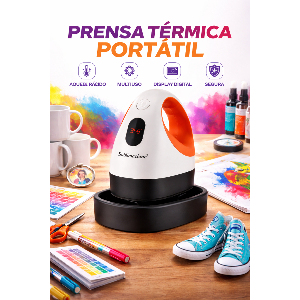 Mini Prensa Térmica Portátil Vermelha 110V para Sublimação e Transfer – Ideal para Camisetas, Artesanato e Personalizado