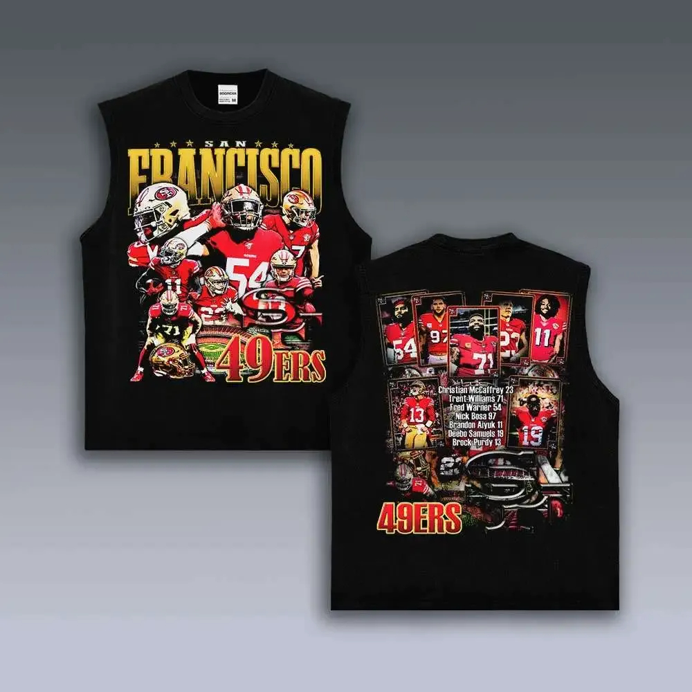 Camiseta Regata Machão Oversized Algodão Futebol Americano Esportes San Francisco 49ers Streetwear