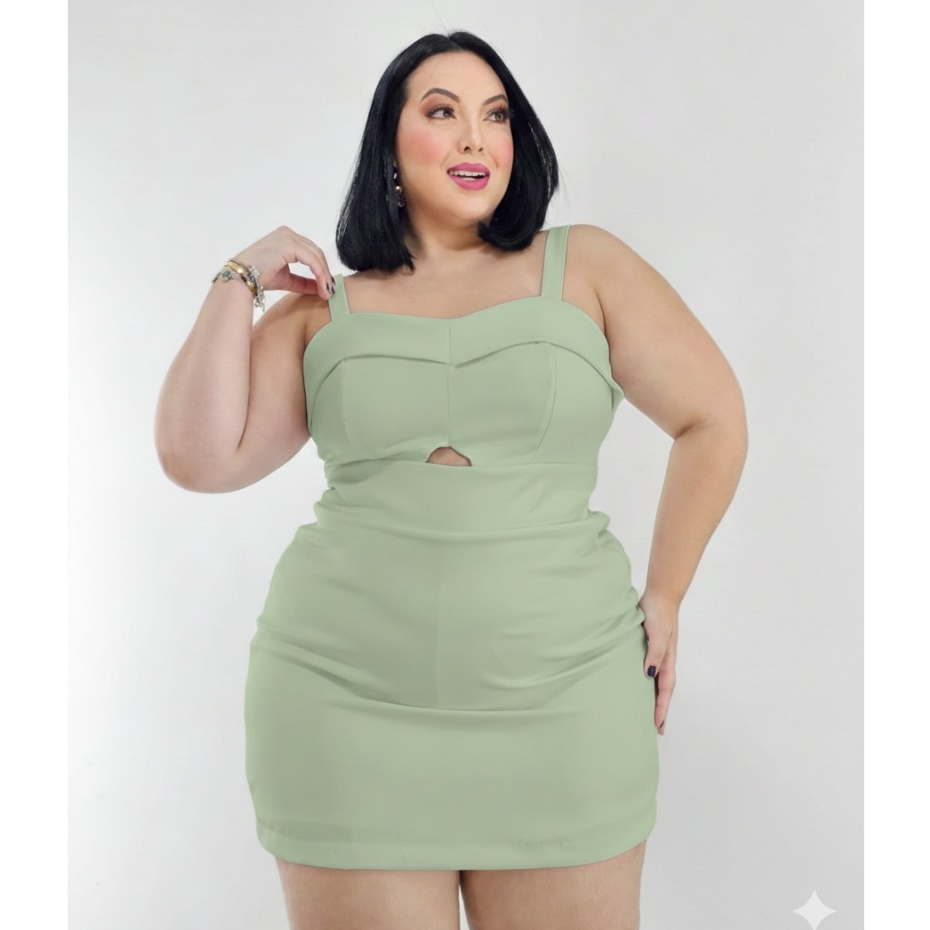 Vestido Alfaiataria Plus Size Feminino Curto Elegante Festa Zero Transparência G1 G2
