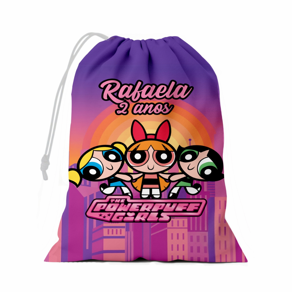 Saquinho Supresa Aniversário Meninas Super Poderosa 15x20 Personalizado com Nome e Idade Lembrancinha Festa