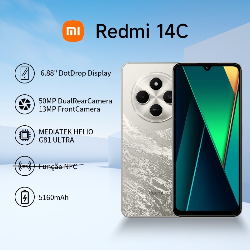 Redmi 14C 4G 6.88” 120Hz 50MP 13MP 5160mAh Android 14 Novo Versão Global em Oferta na Shopee