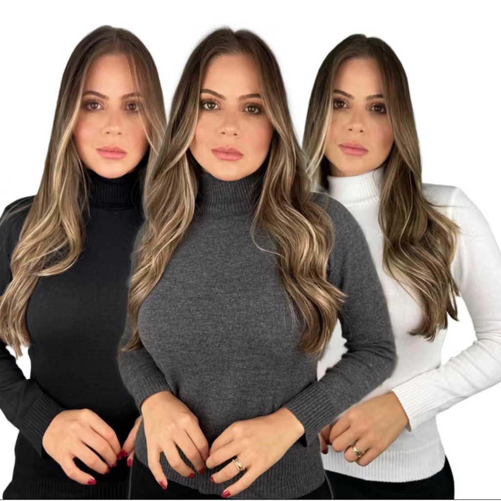 Hera Blusa Gola Alta Feminina Basica Tricô Cacharreu Suéter Gola Alta Hera Yoga