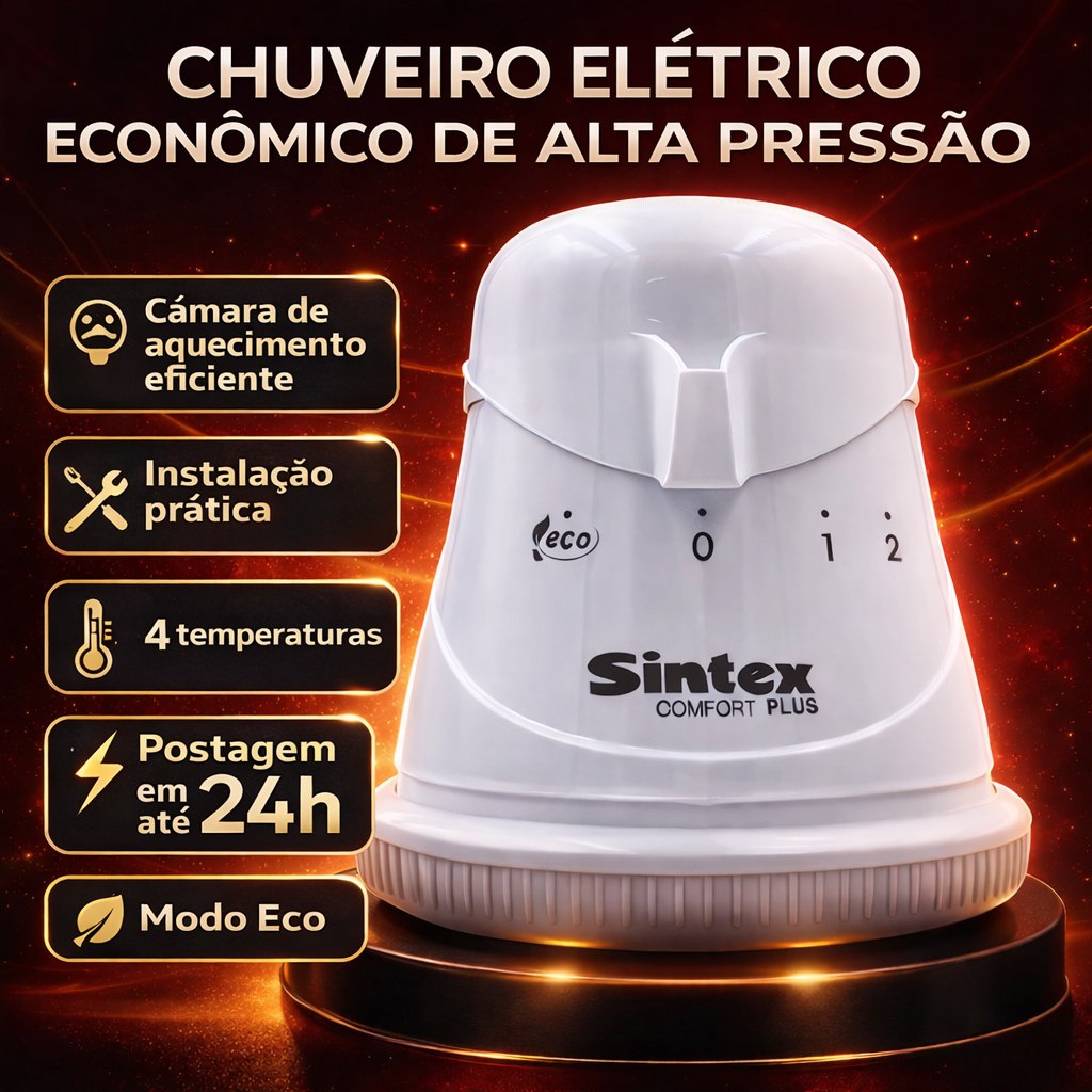 Chuveiro Elétrico Sintex Comfort Plus 4T Econômico Alta Pressão Jato Forte 127V/220V 5500W/7000W