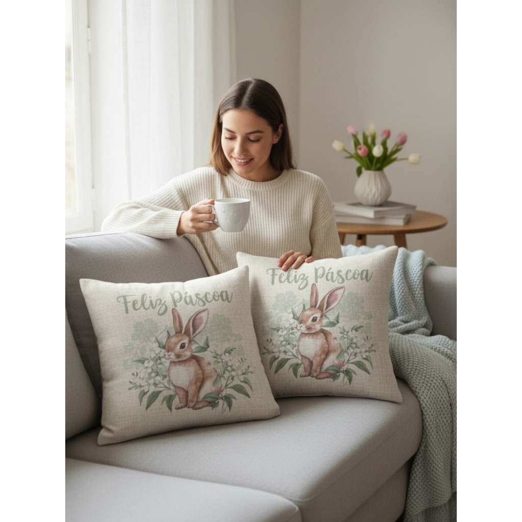 2 Capas de Almofadas Páscoa Bordada 43x43cm Decorativas em Oferta na Shopee