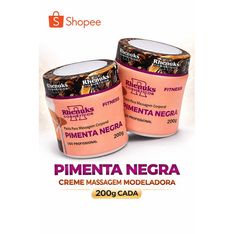 Kit 2 Gel Redutor De Medidas Pimenta Negra 200g - Combate Estrias e Celulite