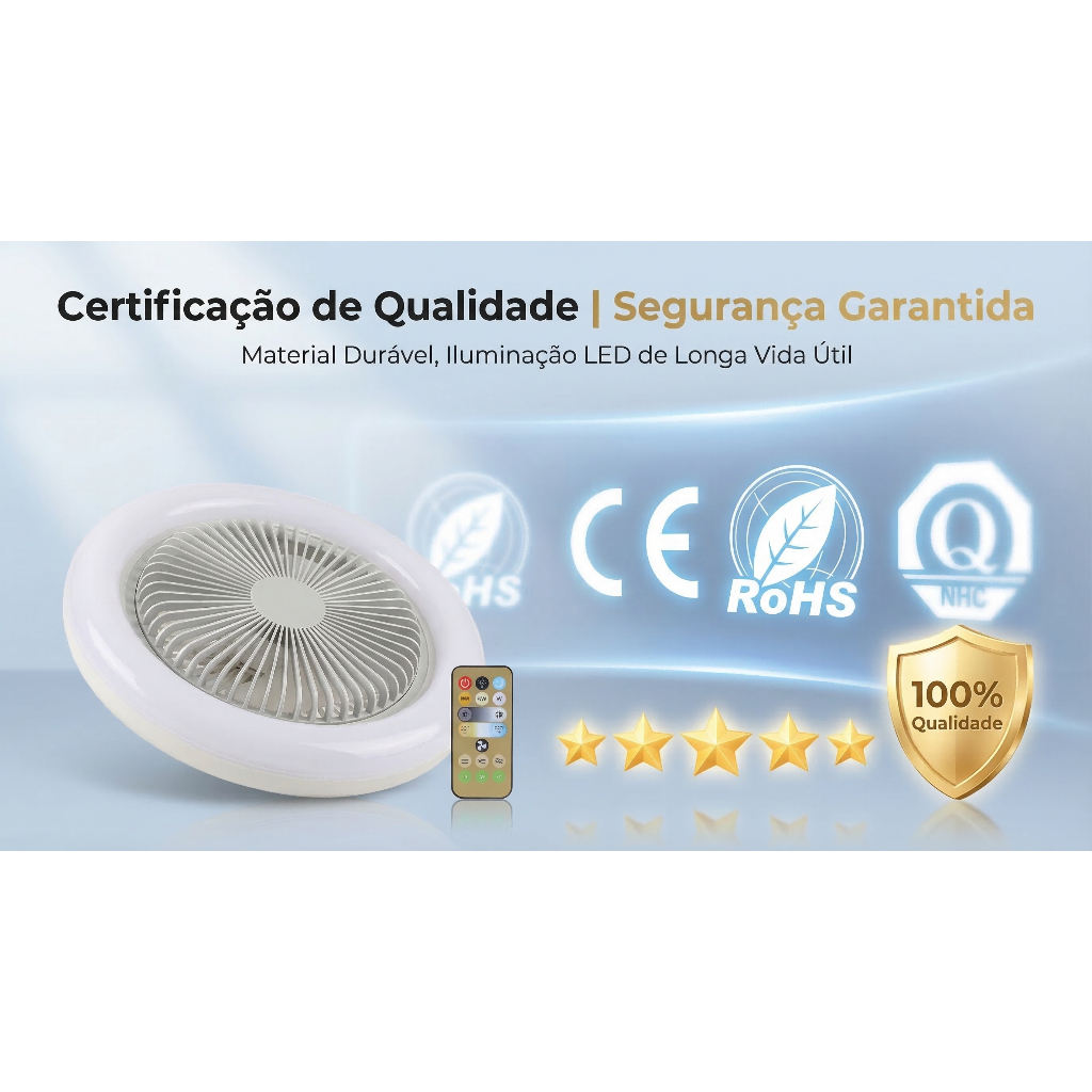 Ventilador Luminária De Teto Articulável LED Novo Com Controle Remoto Bivolt Com cristal