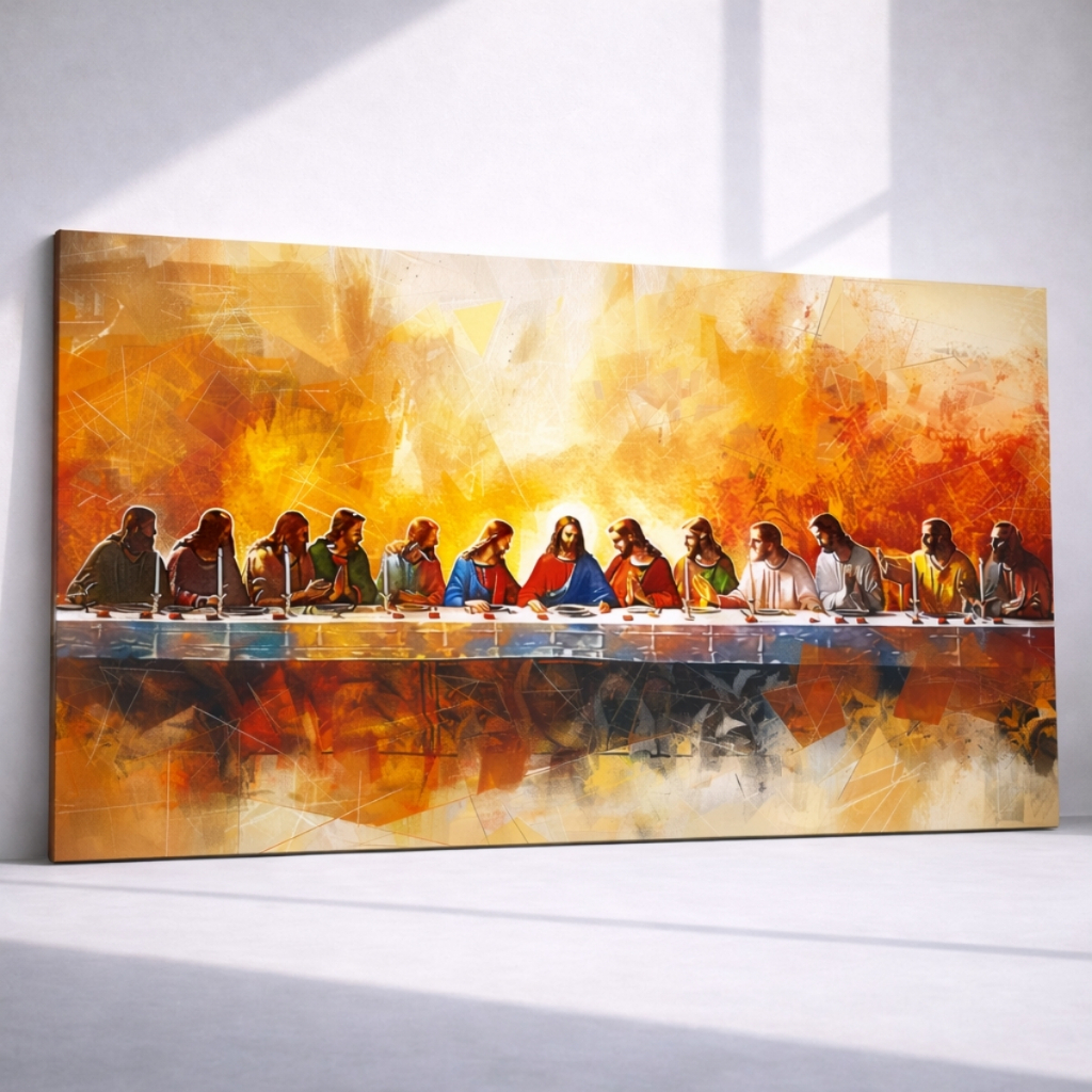 Quadro Última Ceia Jesus Cristo Apóstolos Arte Religiosa Decorativo