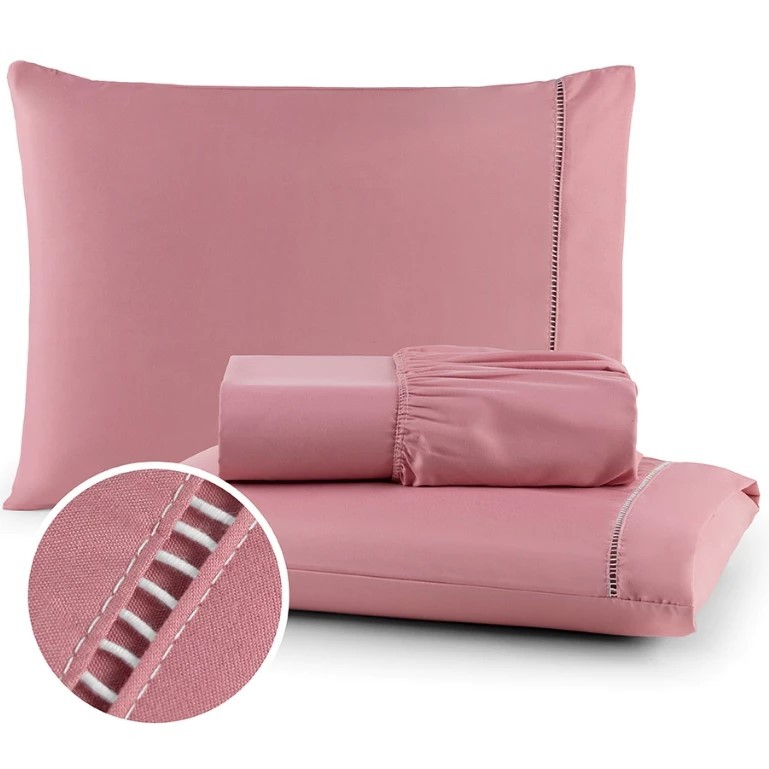 Jogo de Lençol 400 Fios Micropercal Com Fronha em Ponto Palito Solteiro Casal Queen King