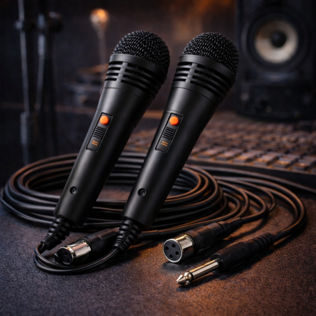 Kit 2 Microfones Dinâmicos Com Fio Profissional Karaokê Igreja Palestra P10 Som Limpo em Oferta na Shopee