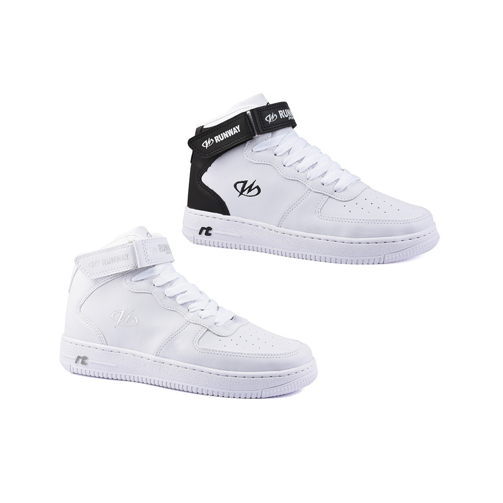 Kit 2 Pares Botinha Masculino Sneaker Branco Preto Dia a Dia Basquete Academia Skate