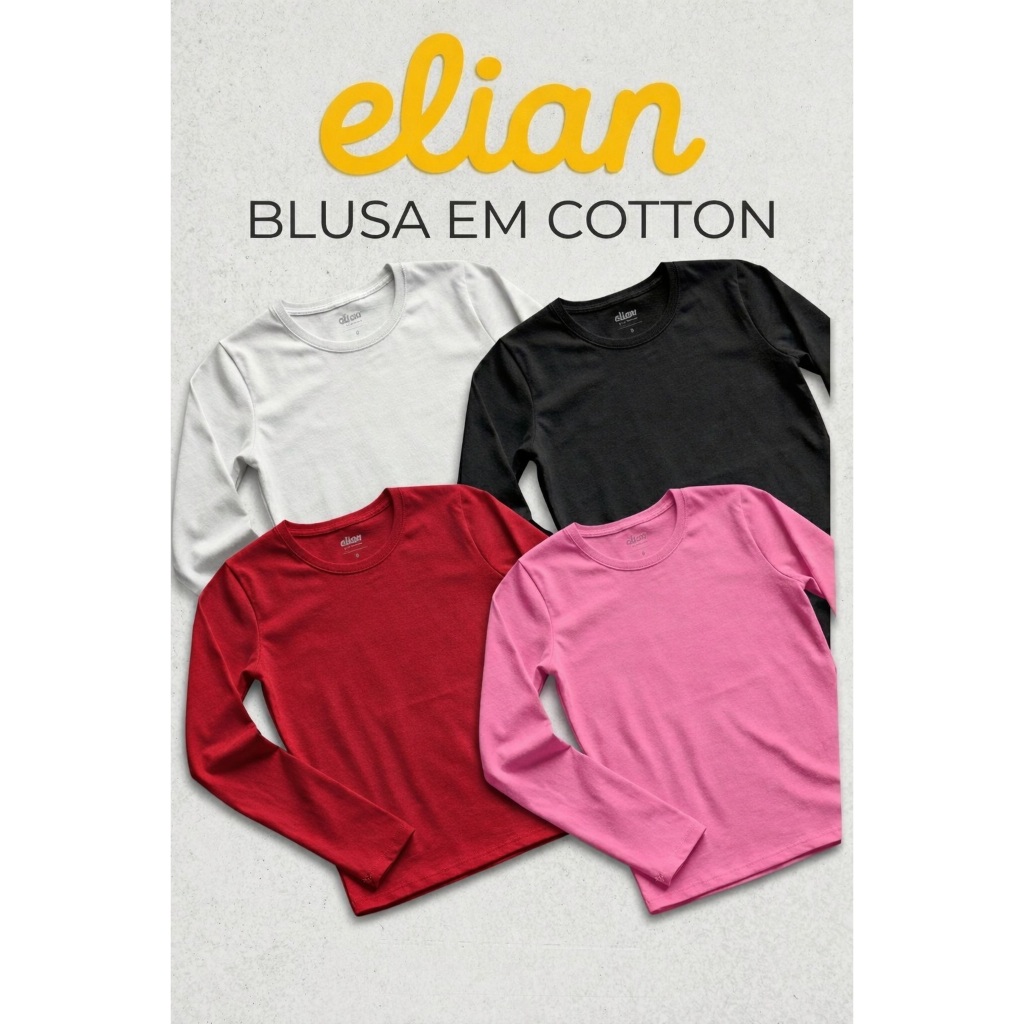 Blusa Camisa Meia Estação Manga Longa Infantil Menina Elian 50025 em Oferta na Shopee