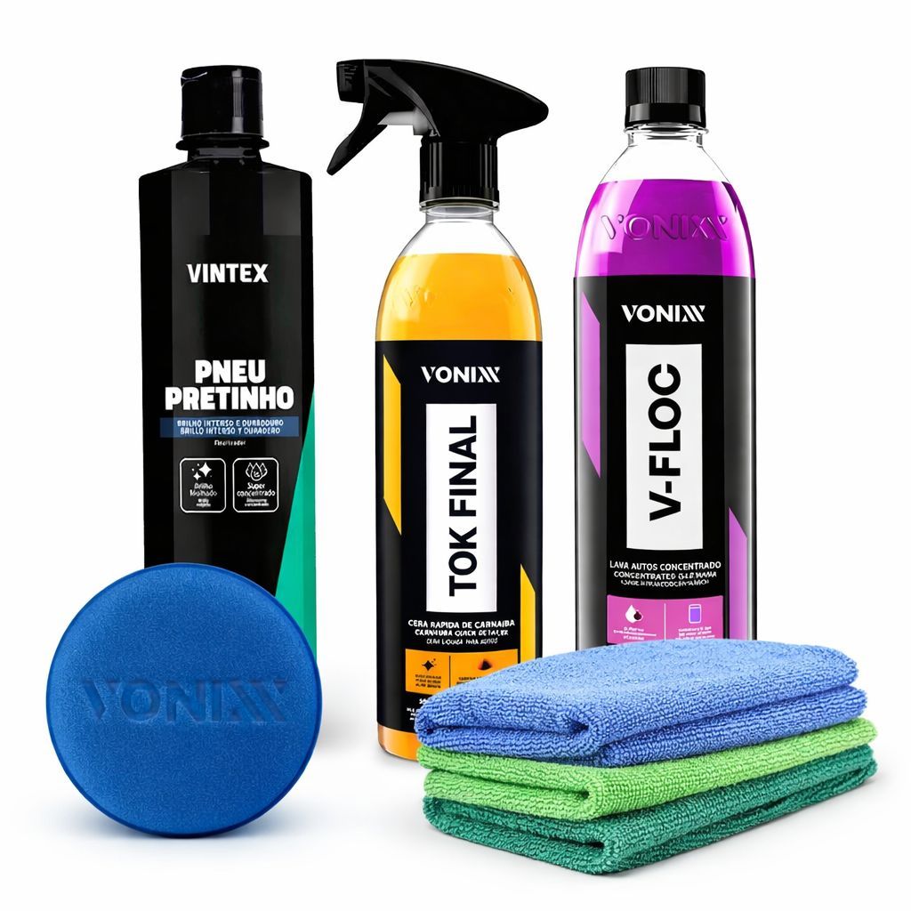 KIT PNEU PRETINHO 500ML + TOK FINAL + V-FLOC + APLICADOR + 3 TOALHAS 40X40