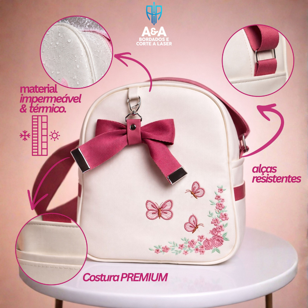 Mochila Lancheira Térmica Infantil Bolsa Porta Alimentos Escolar Impermeável com Alça Resistente