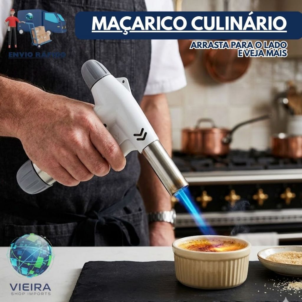 Maçarico culinário portátil de cozinha gourmet multiuso com controle de chama até 1300 graus