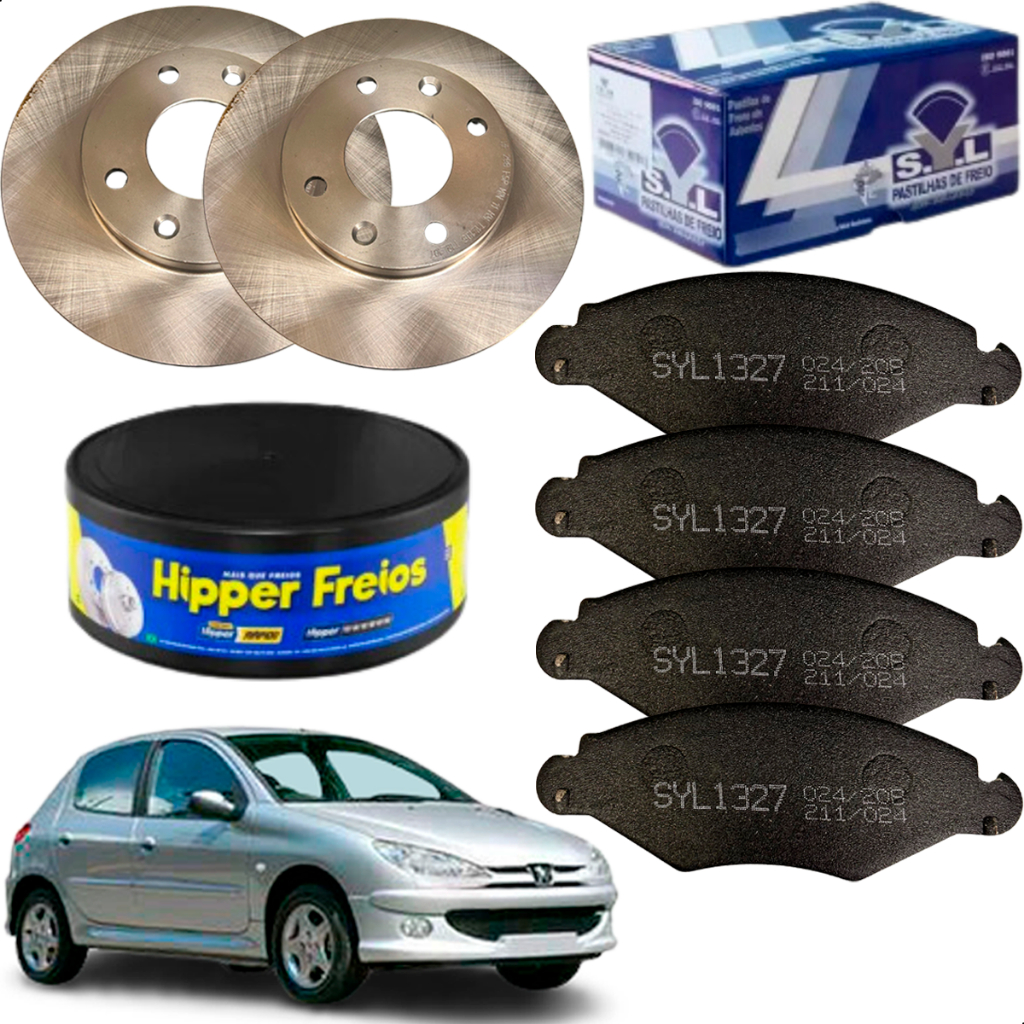 Discos E Pastilhas Peugeot 206 1.0 2004 2005 2006 2007 2008