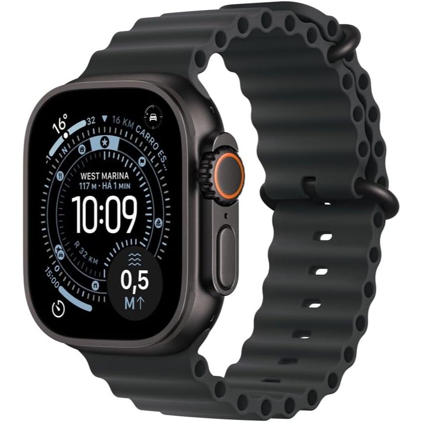 Apple Watch Ultra 3 GPS + Cellular Caixa preta de titânio 49 mm Pulseira Oceano Preta Ori…